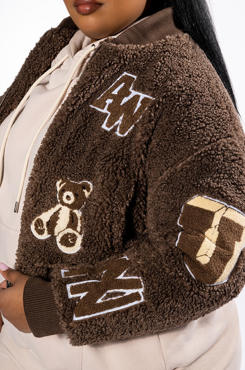 PLUS AZALEA WANG TEDDY VARSITY BOMBER