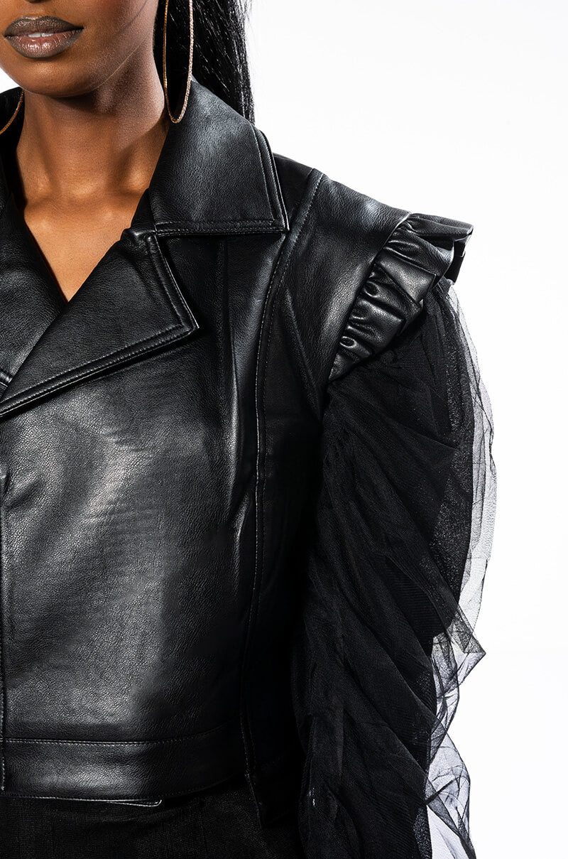 MOTO JACKET WITH POWER MESH SLEEVE