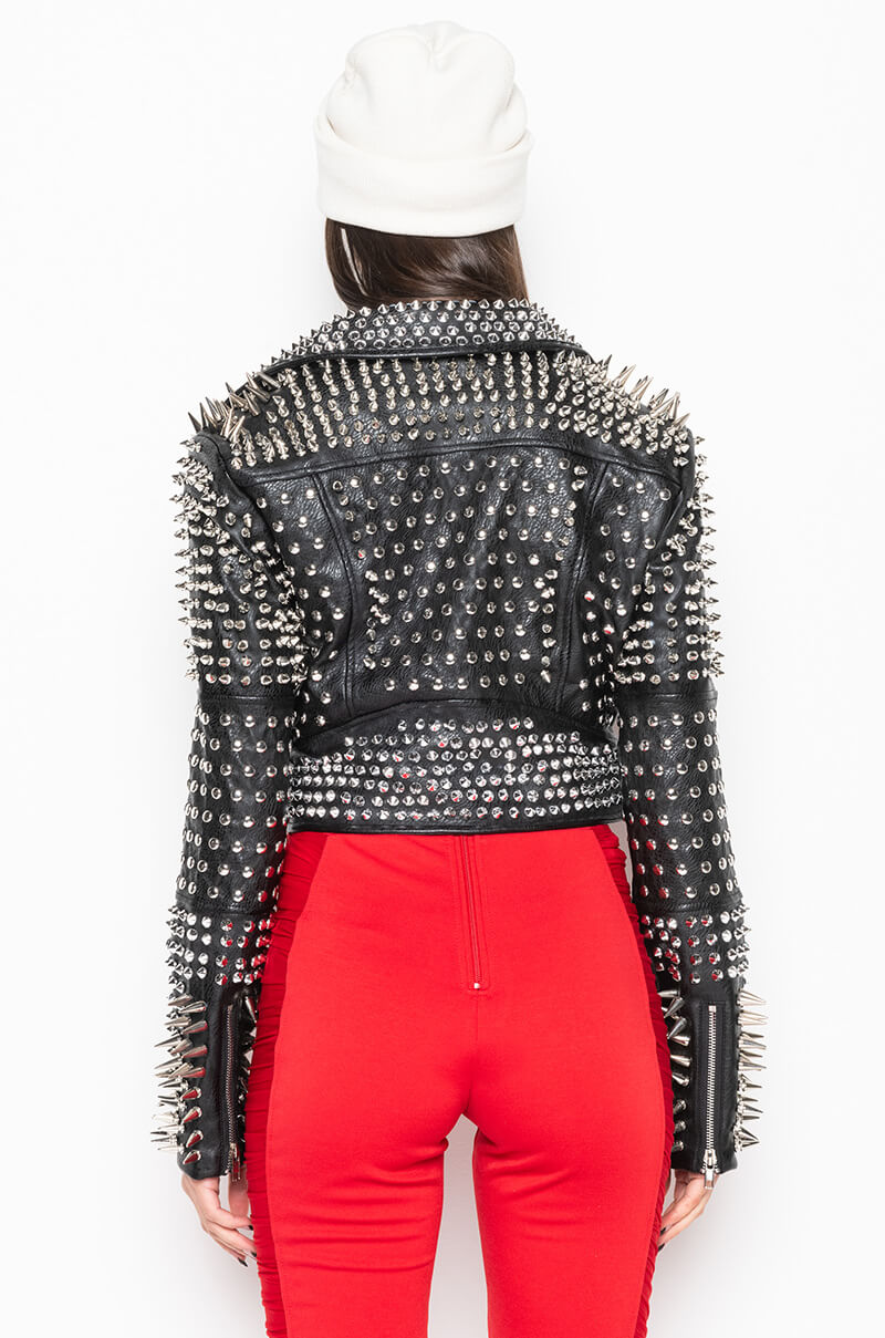 AZALEA WANG ALL OUT LUCIFER STUD MOTO JACKET