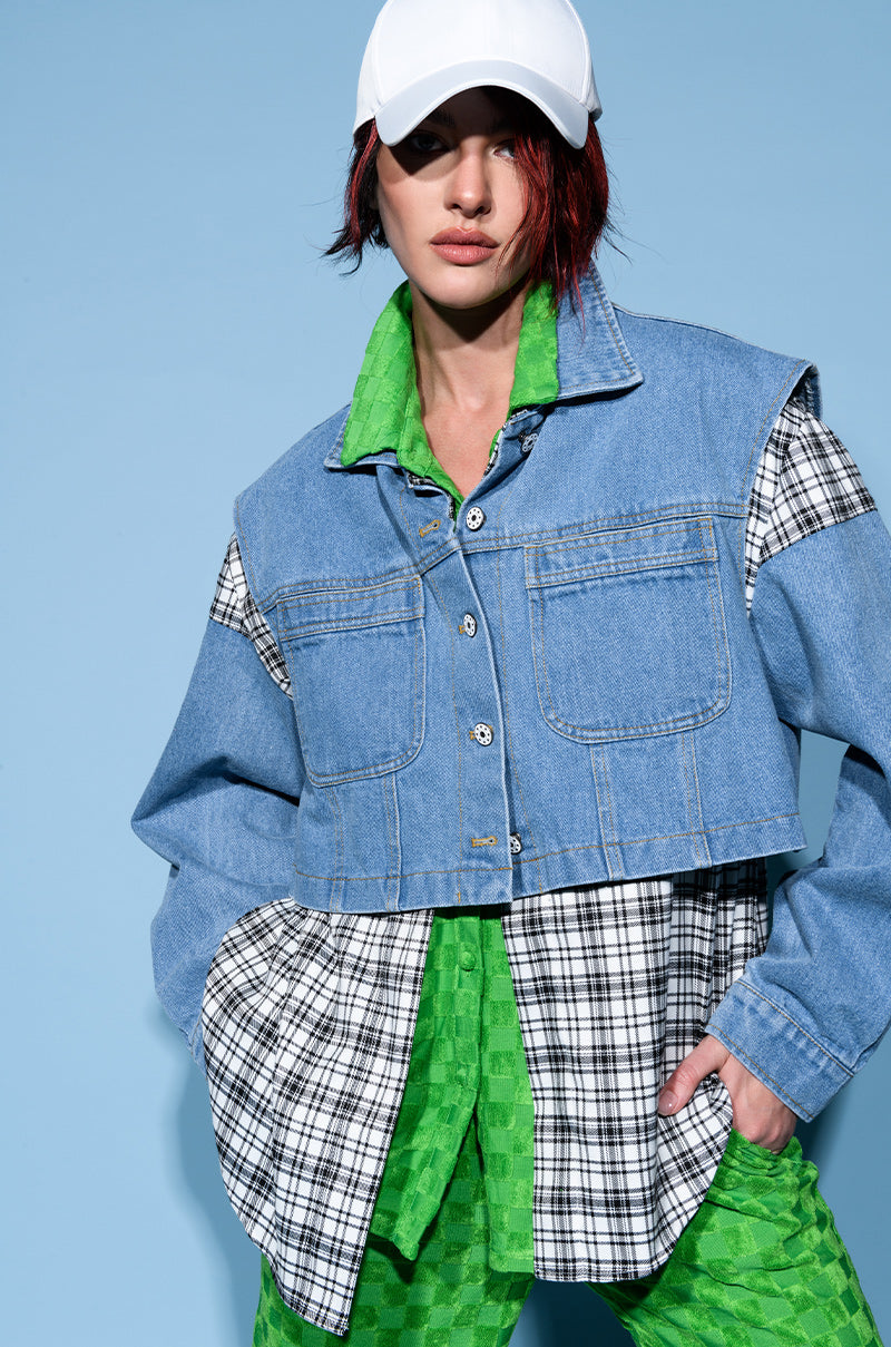 SPRING PLAIDS DENIM JACKET