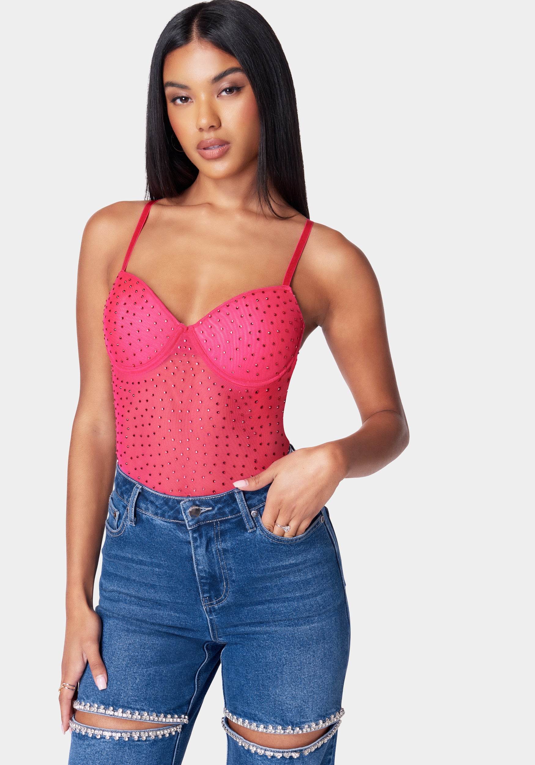 Rhinestone Mesh Bodysuit