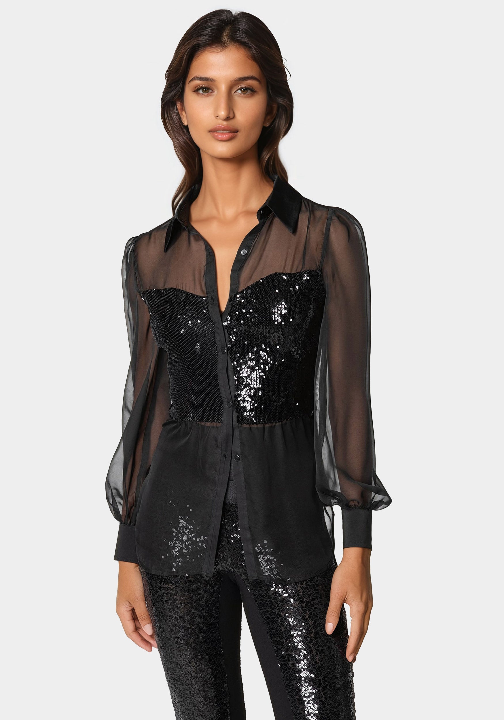 Sequin Fooler Chiffon Blouse