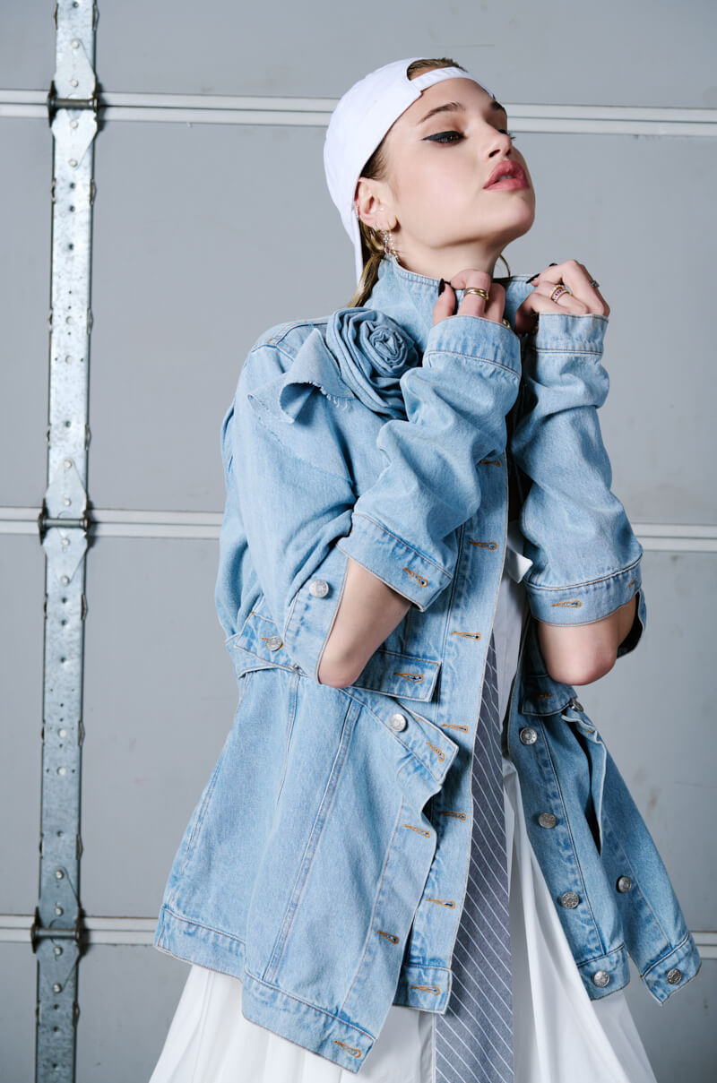 DENIM ROSETTE JACKET