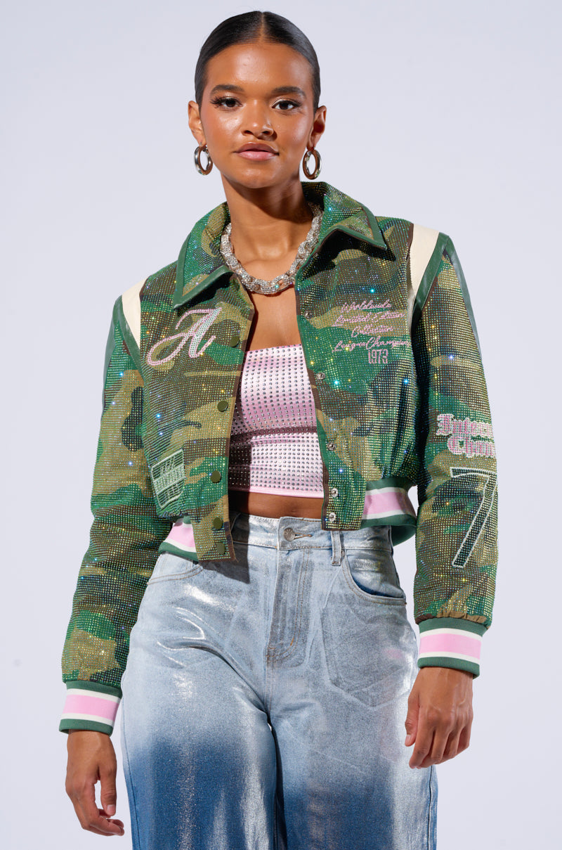 RUN FOR YOUR MONEY EMBELLISHED BOMBER