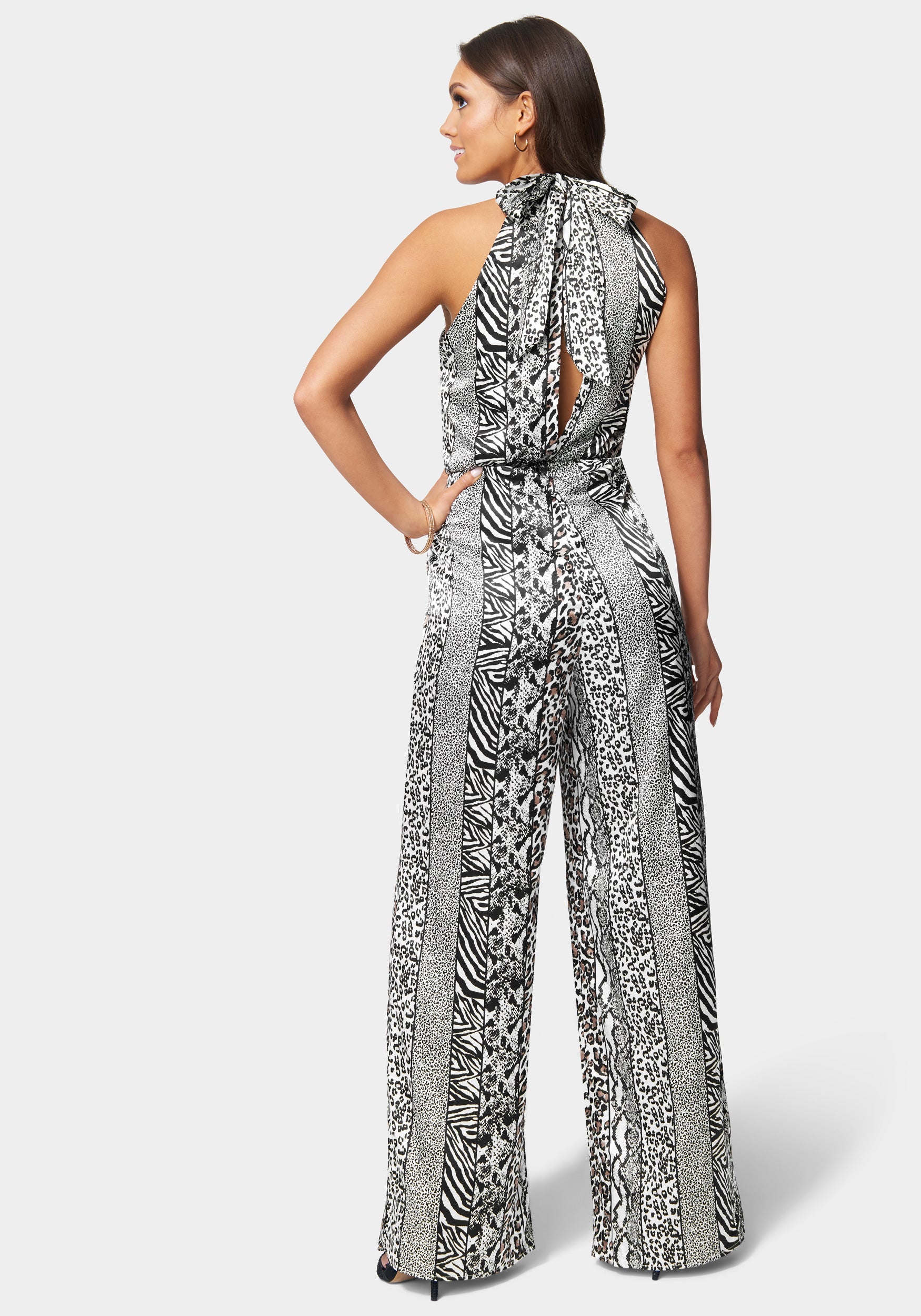 Wide Leg Printed Halter Jumpsuit