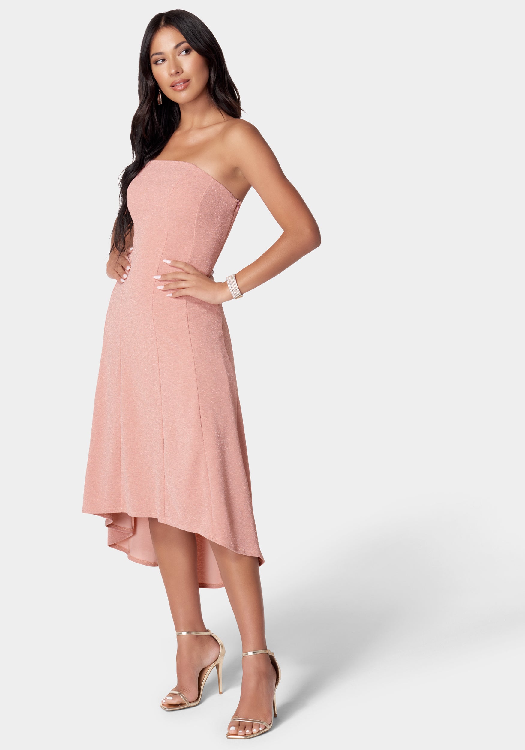 Strapless Midi Flare Dress