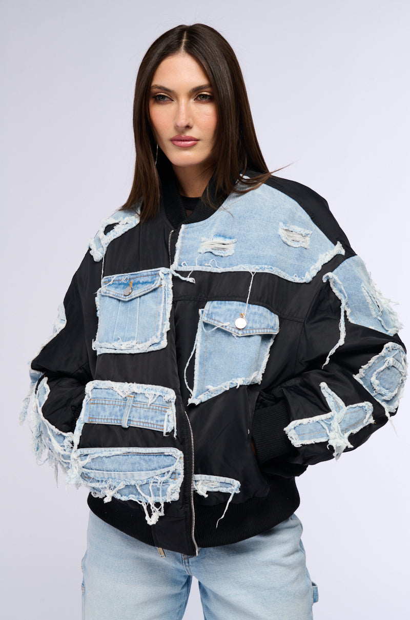 TUMI MIXED MEDIA BOMBER JACKET