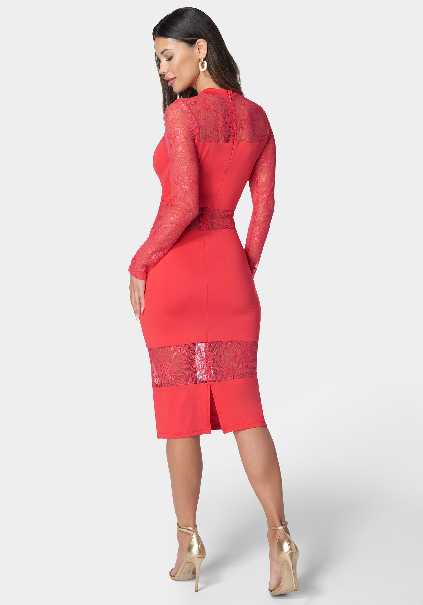 Multi Lace Inset Midi Dress