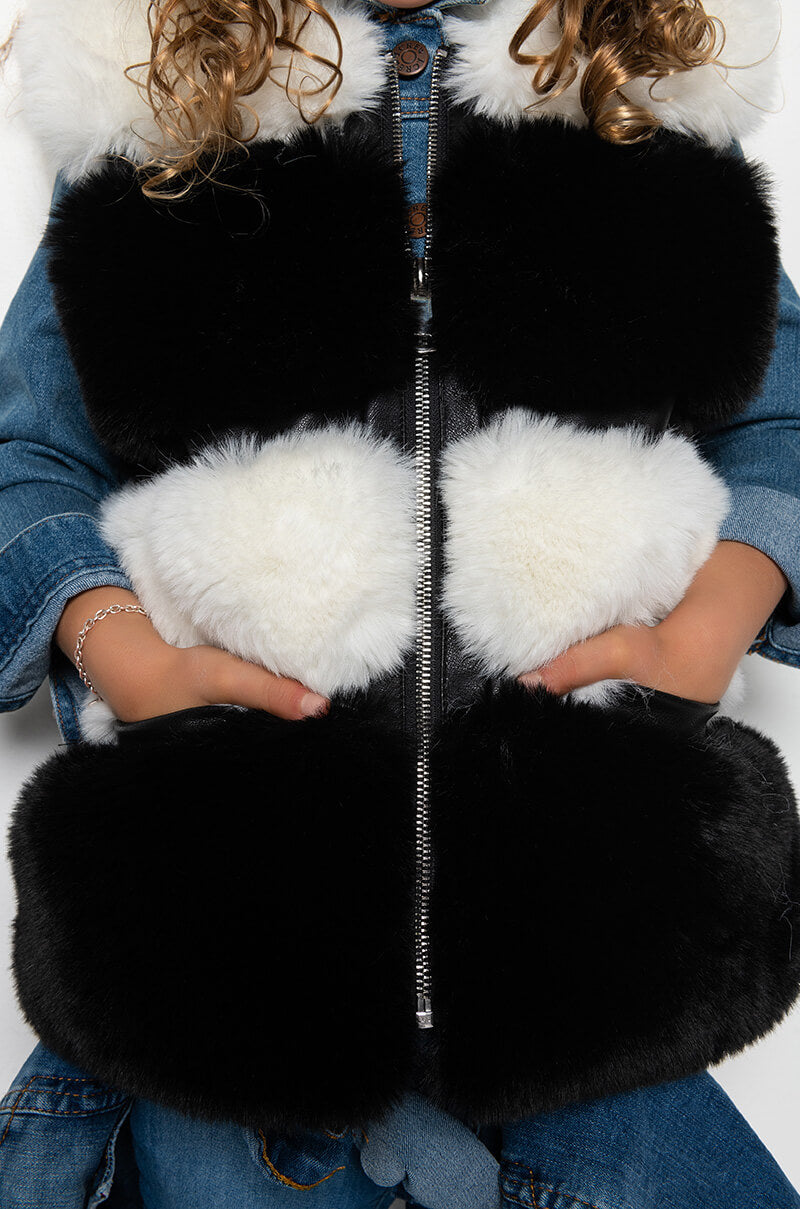 GOT IT FROM MY MAMA FAUX FUR PANEL VEST