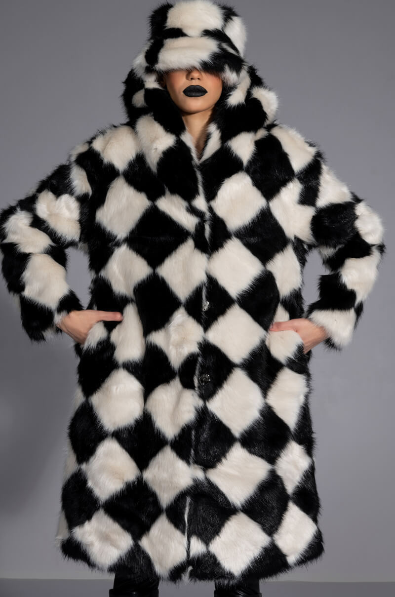 IF YOU SMILE LONG FAUX FUR COAT