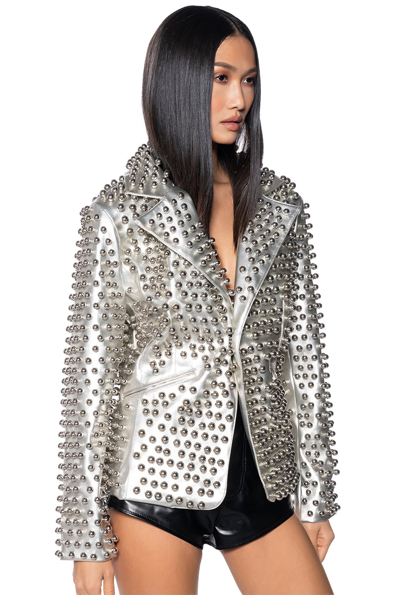 SILVER OMNI STUDDED BLAZER