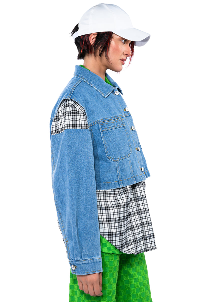 SPRING PLAIDS DENIM JACKET