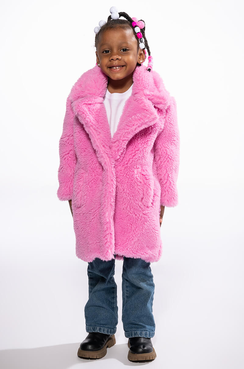 MAX LUXE PINK TEDDY KIDS COAT