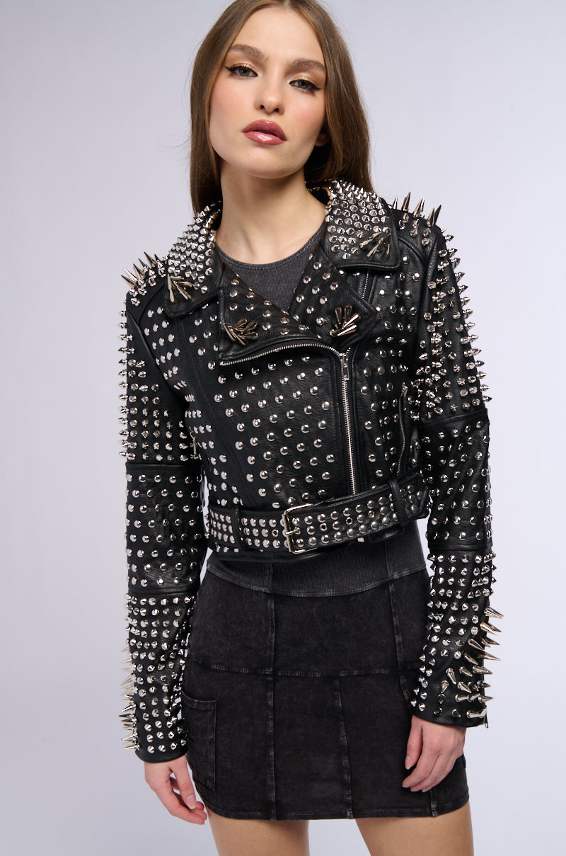 AZALEA WANG ALL OUT LUCIFER STUD MOTO JACKET