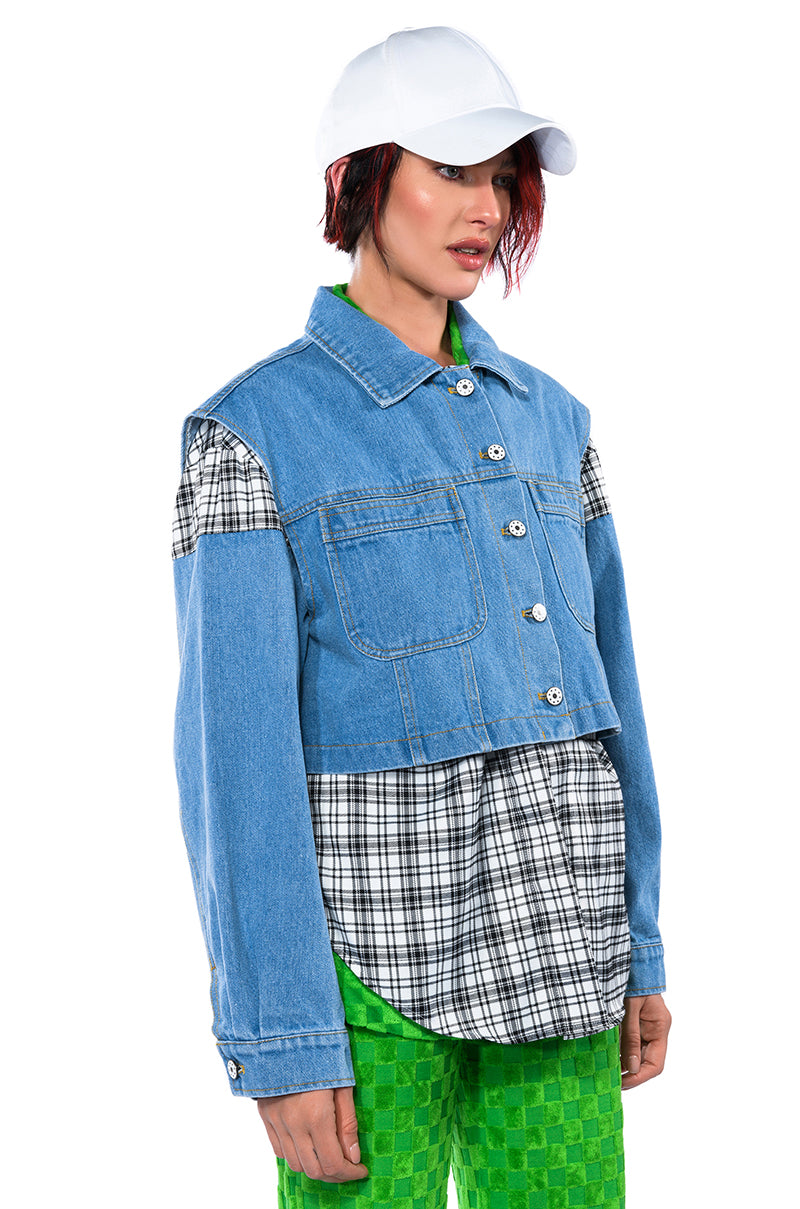 SPRING PLAIDS DENIM JACKET