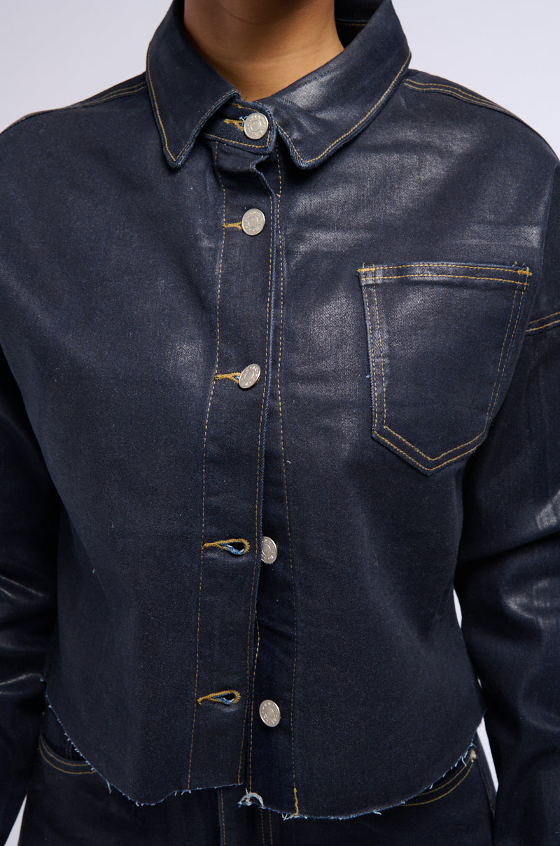 AFTER DARK DENIM BUTTON UP TOP