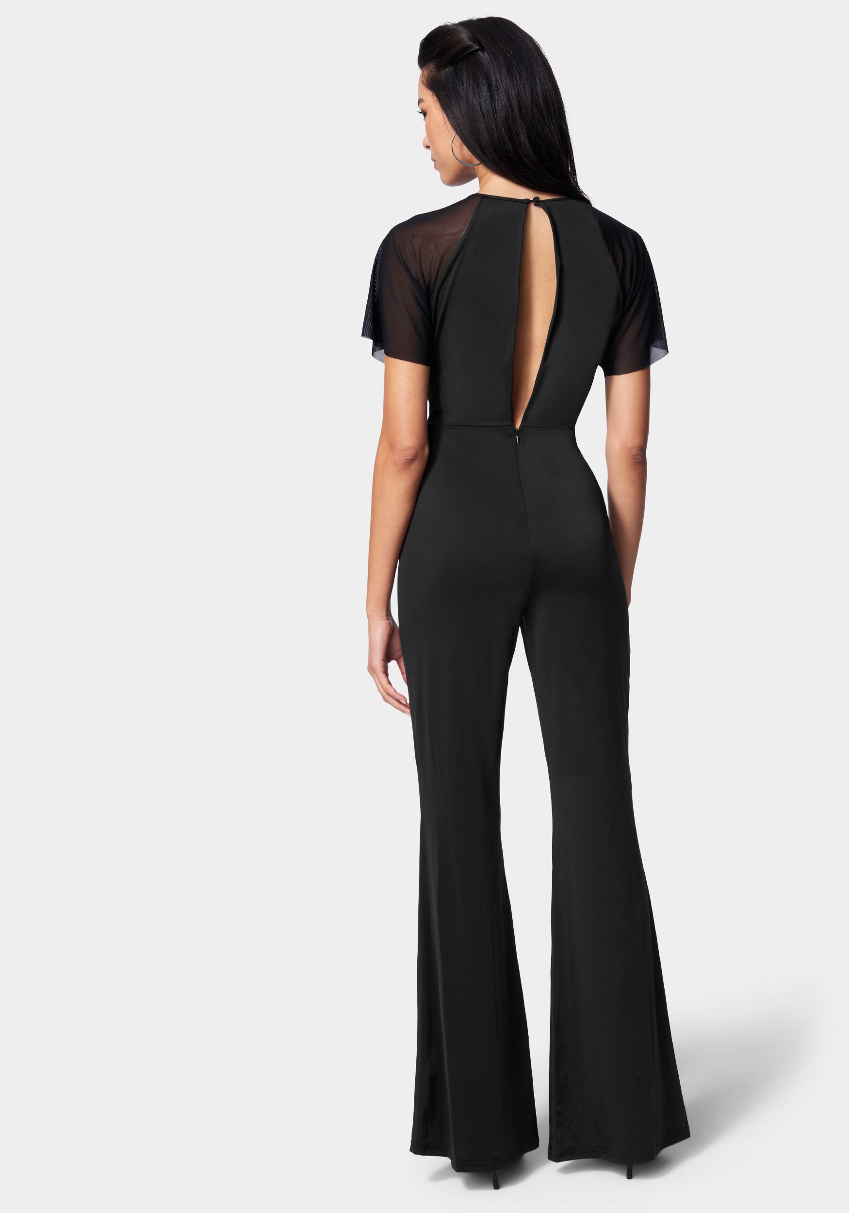 Mesh Detail Wide Leg Jumpsuit