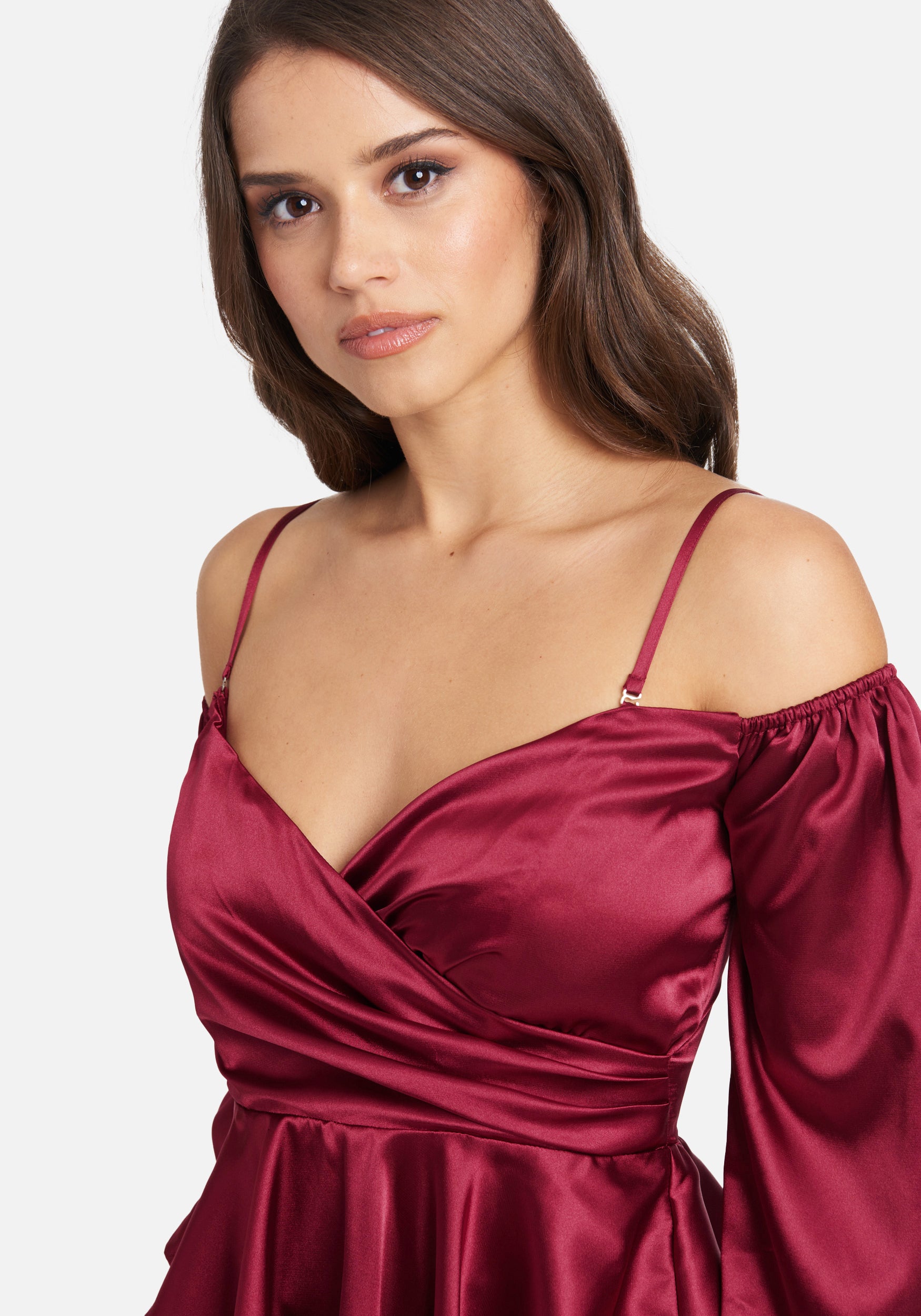 Asymmetrical Peplum Hammered Satin Blouse