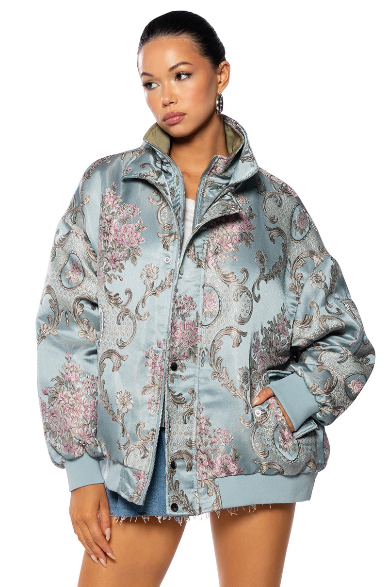 BROCADE OVERSIZE BOMBER JACKET