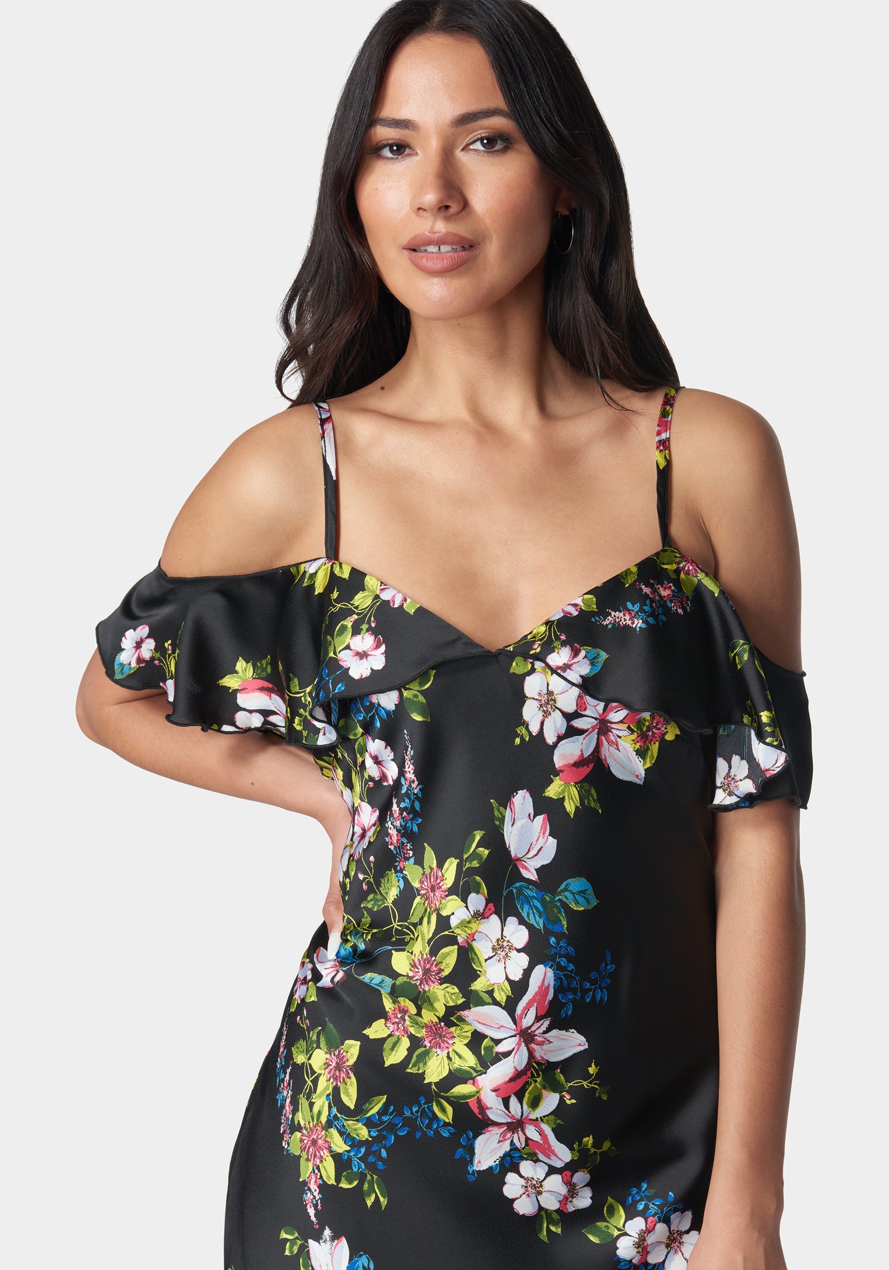 Printed Bubble Satin Mini Dress