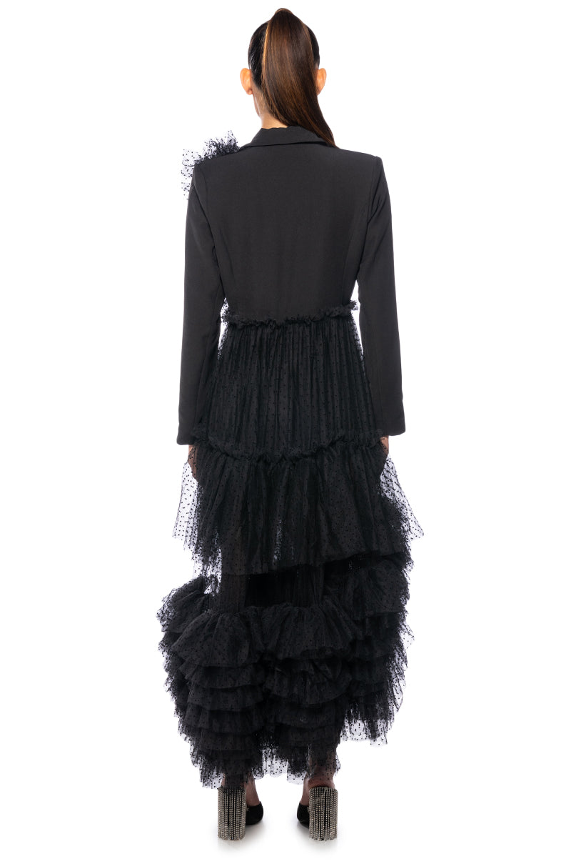 EXAGERATED TULLE BLAZER DRESS JACKET