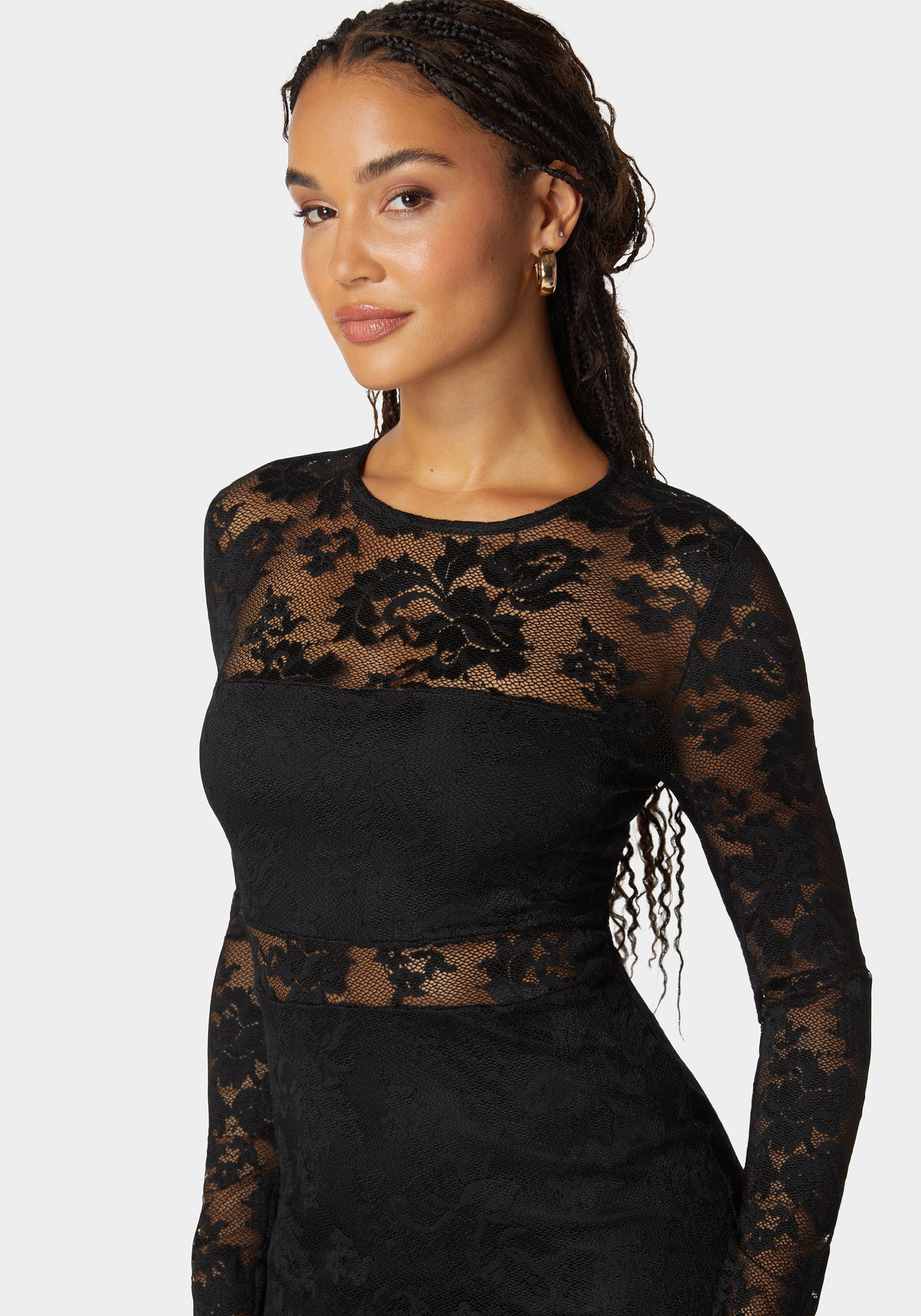 Marseille Lace Long Sleeve Illusion Dress