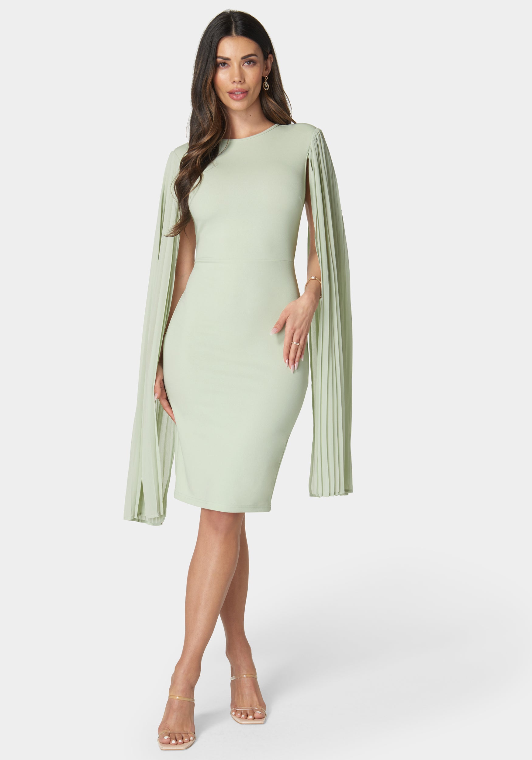 Cape Sleeve Midi Dress