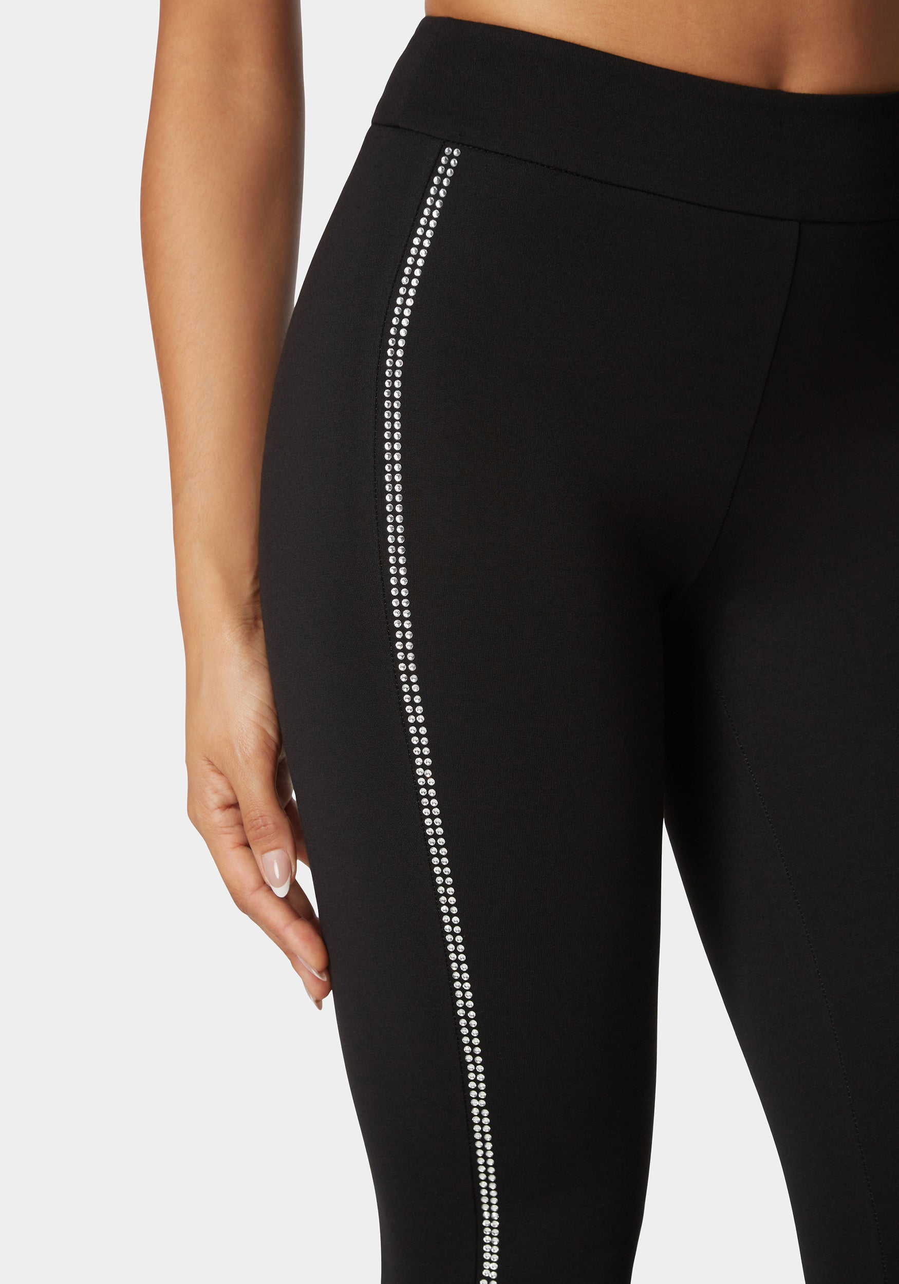 High Waist Rhinestone Detail Pdr Legging