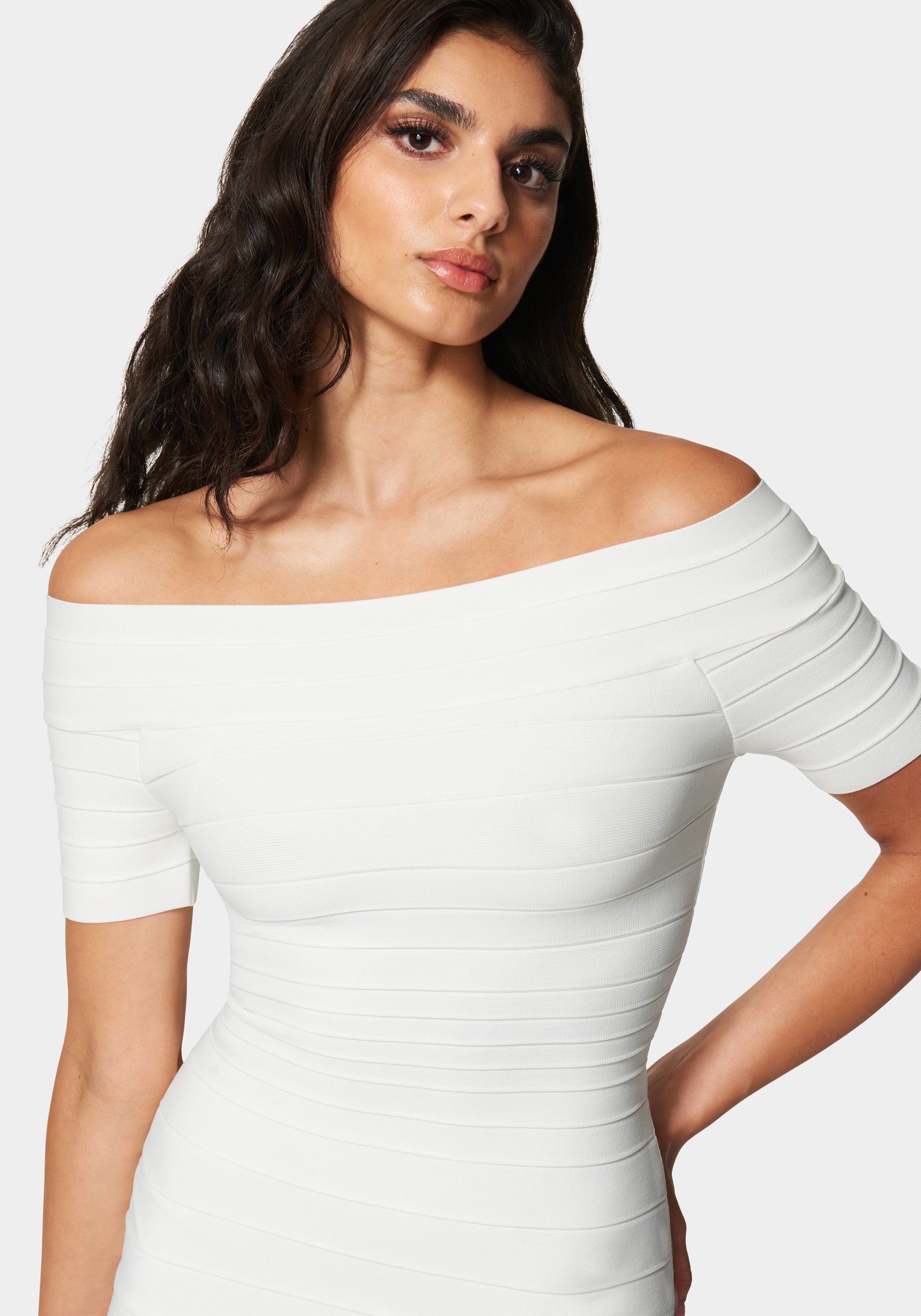 Luxe Bandage Off The Shoulder Dress