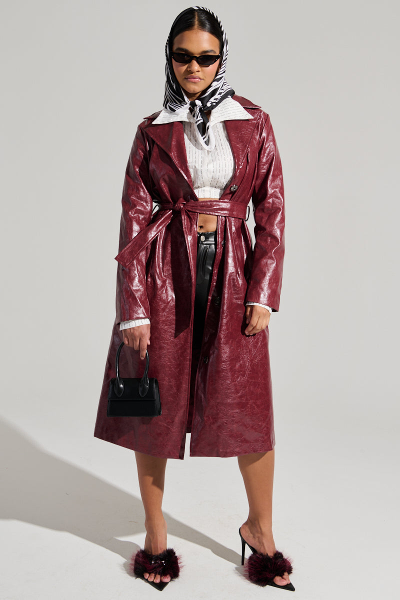 MISA FAUX LEATHER TRENCH