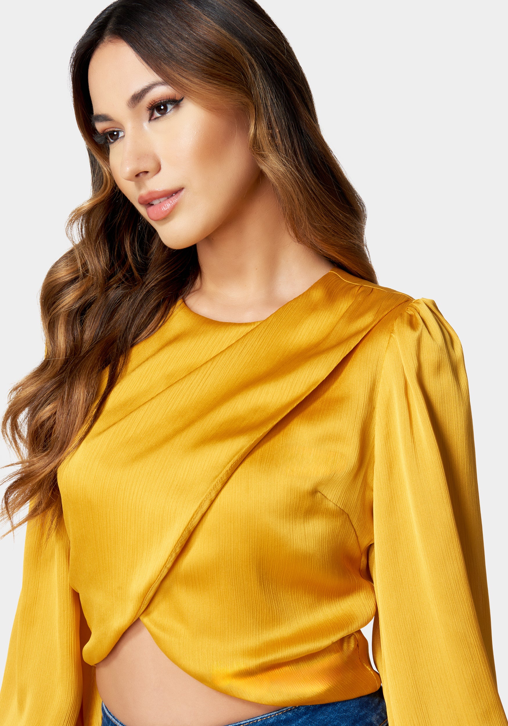 Round Neck Surplice Front Blouse