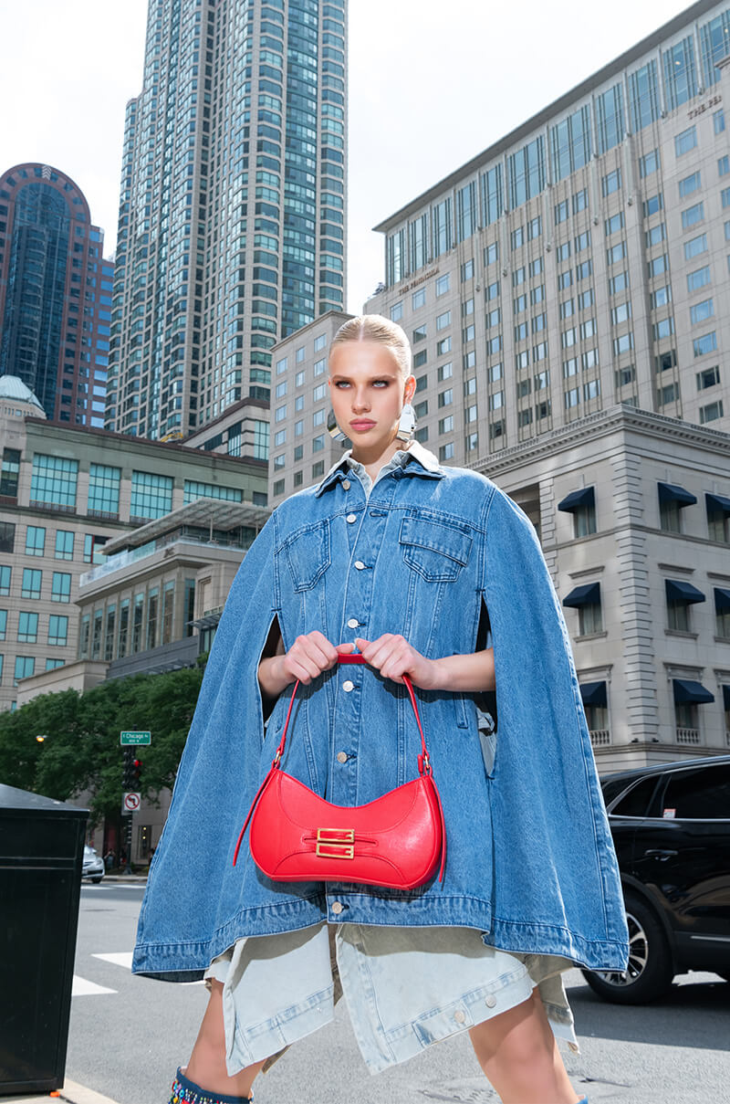 DON'T TALK LOUD DENIM TRENCH PONCHO