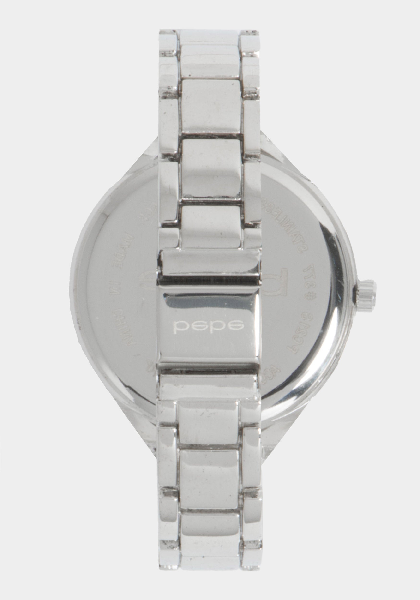 Silver Dial Crystal Bezel Watch