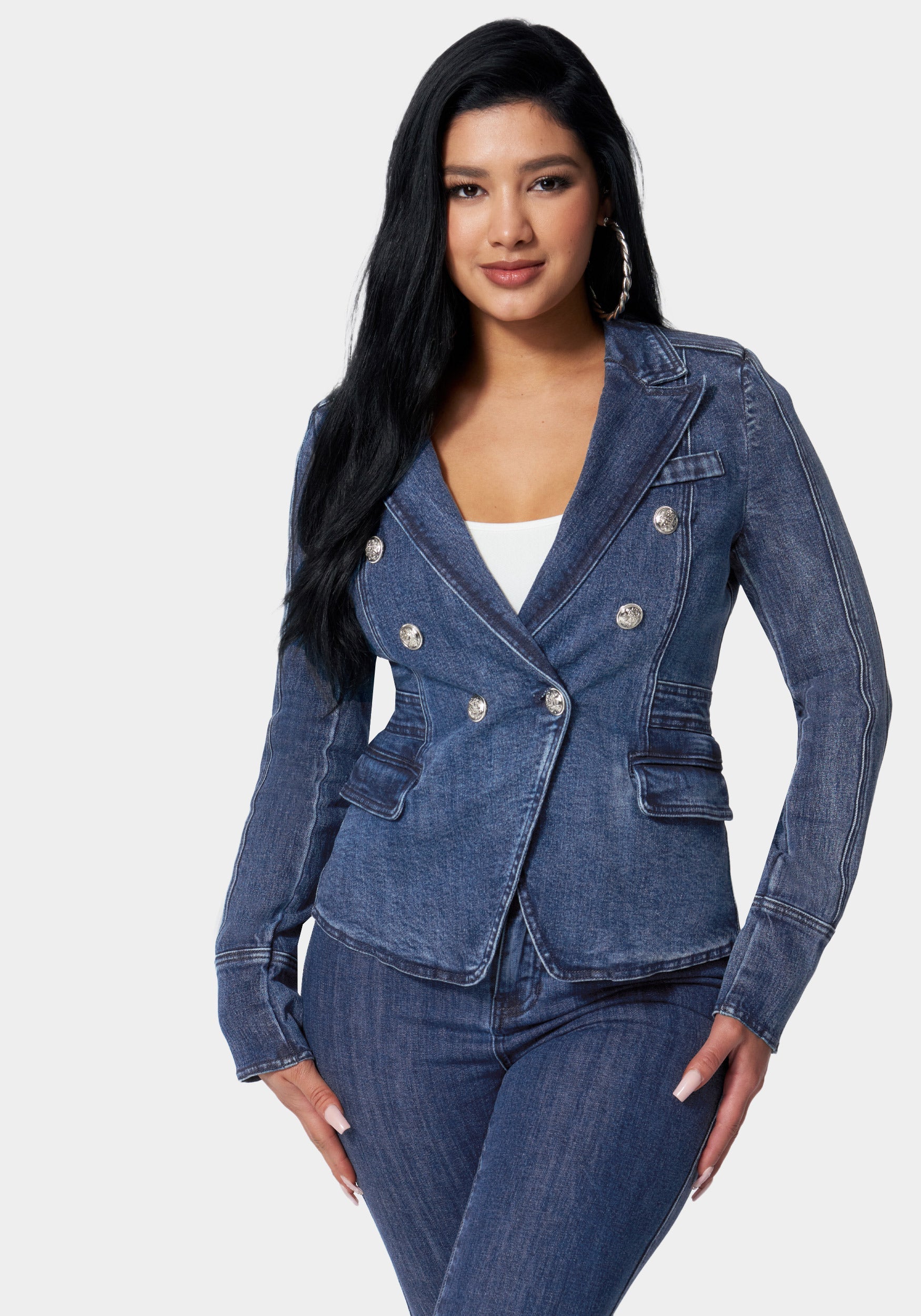 Tailored Double Breasted Denim Jacket