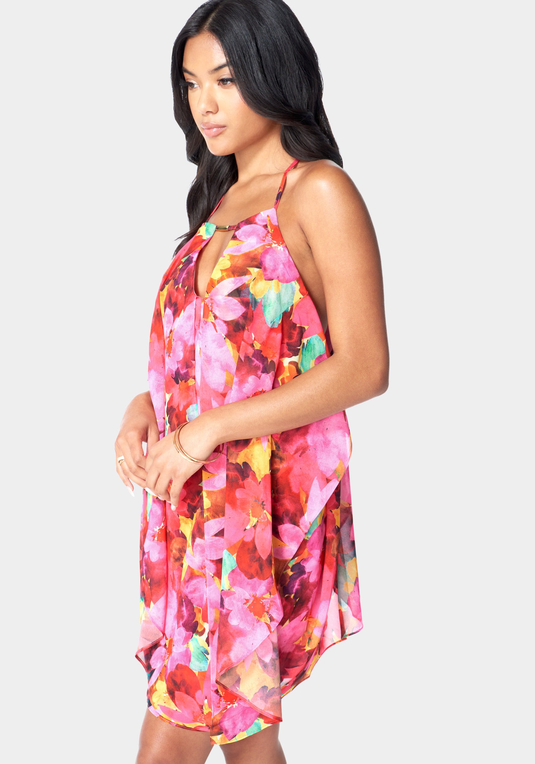 Printed Drape Shift Dress