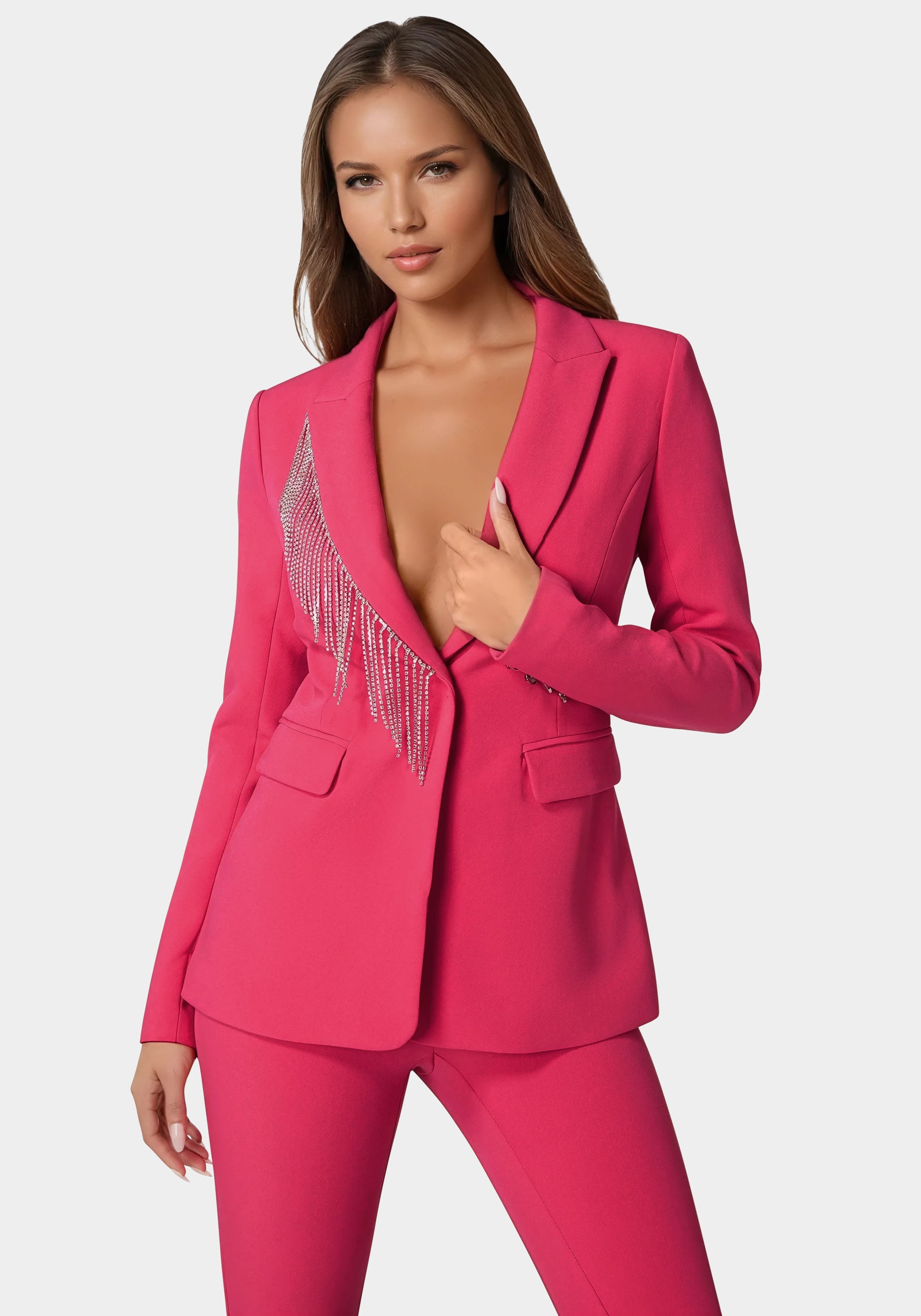 Rhinestone Fringe Tailored Blazer