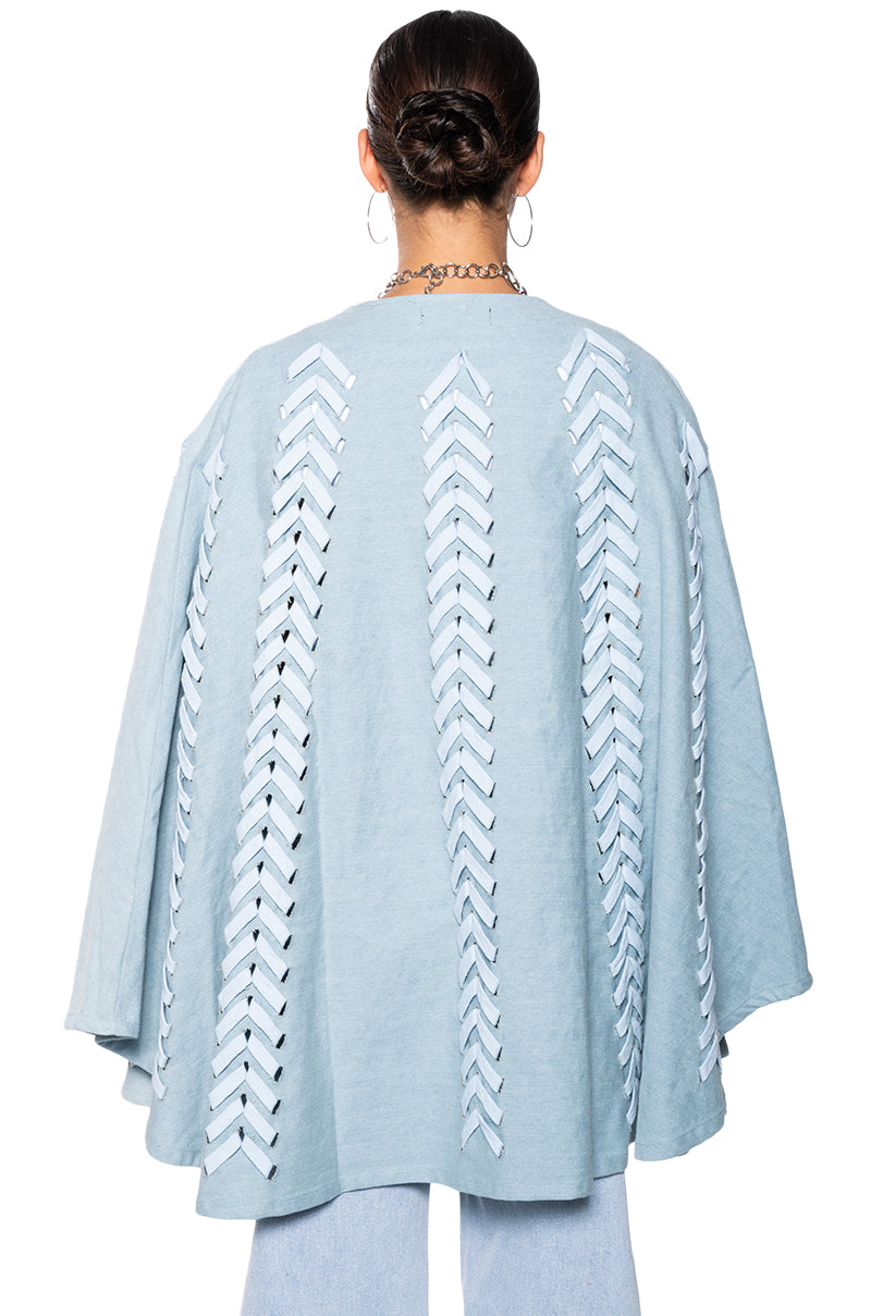 PHANTOMGRAM DENIM PONCHO WITH LACES