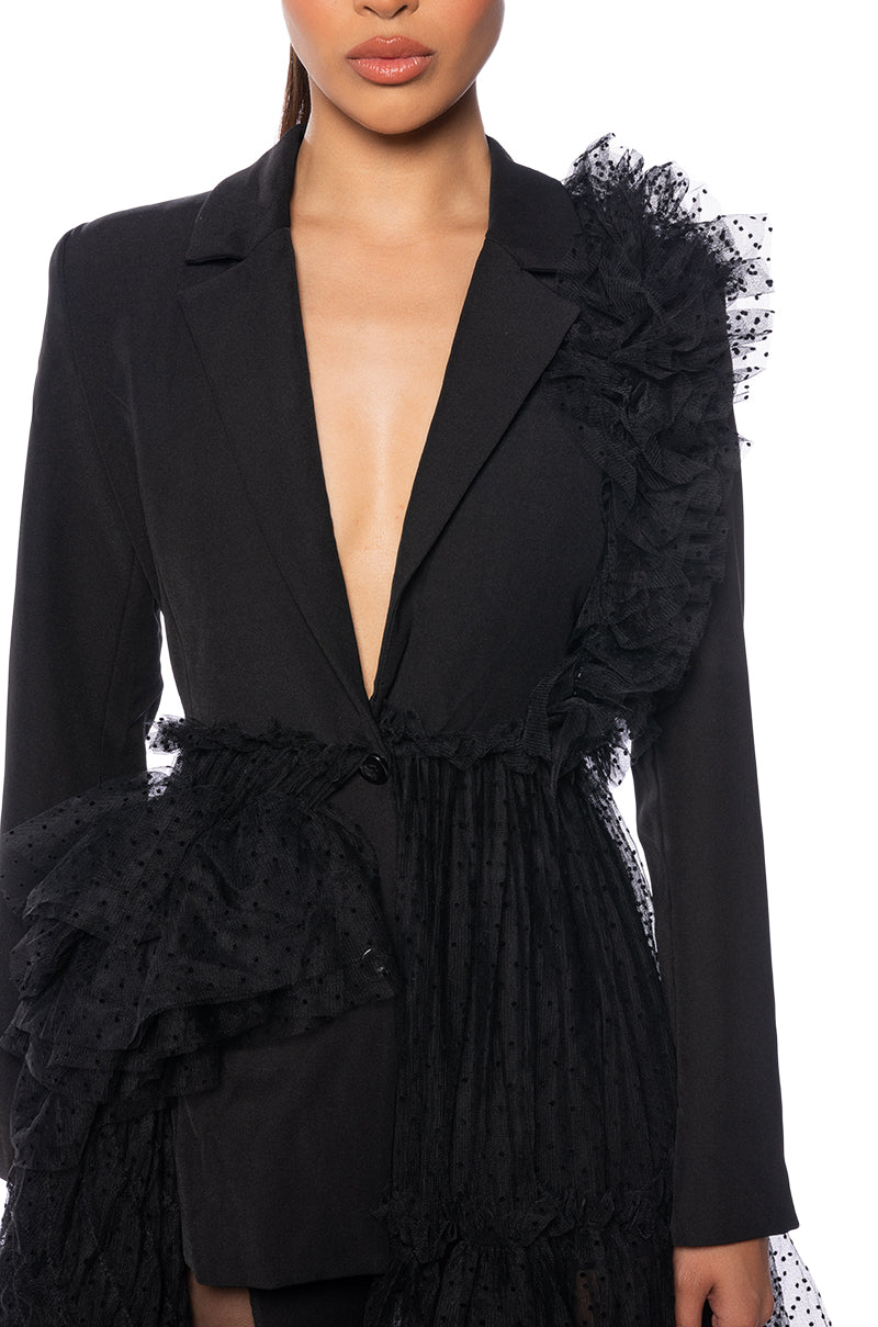 EXAGERATED TULLE BLAZER DRESS JACKET