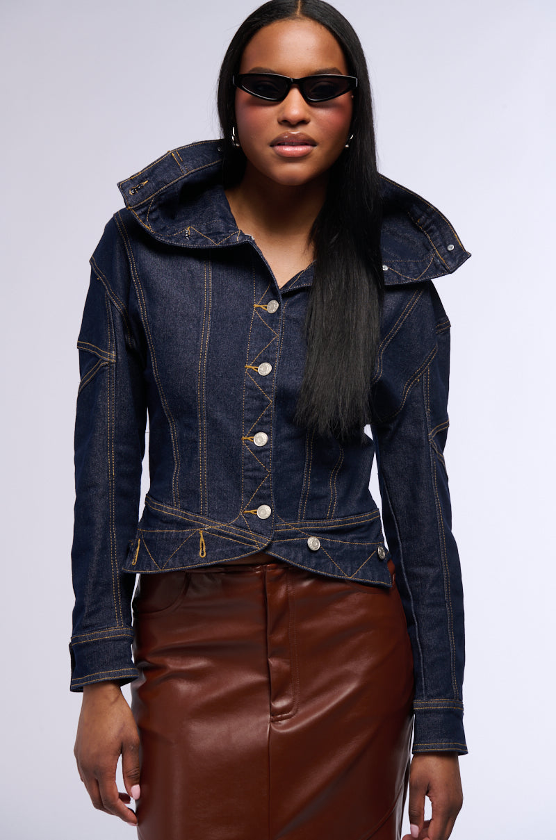 RAW DENIM COLLARED JACKET