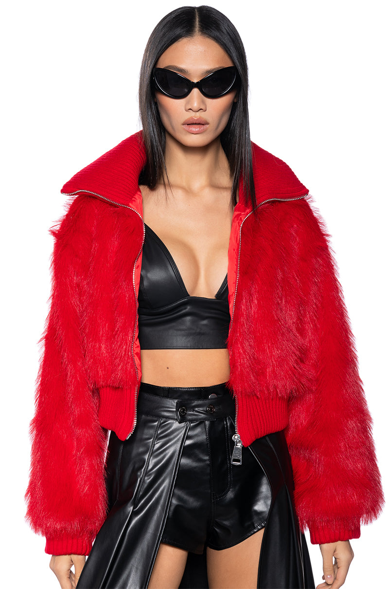 LOVE YOU BETTER FAUX FUR RIB TRIM JACKET