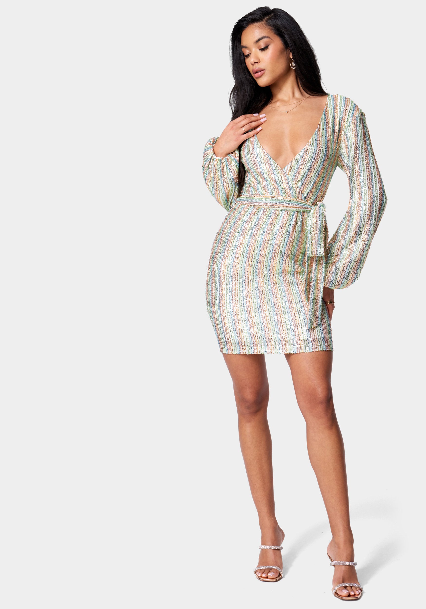 Sequin Tie Front Dress