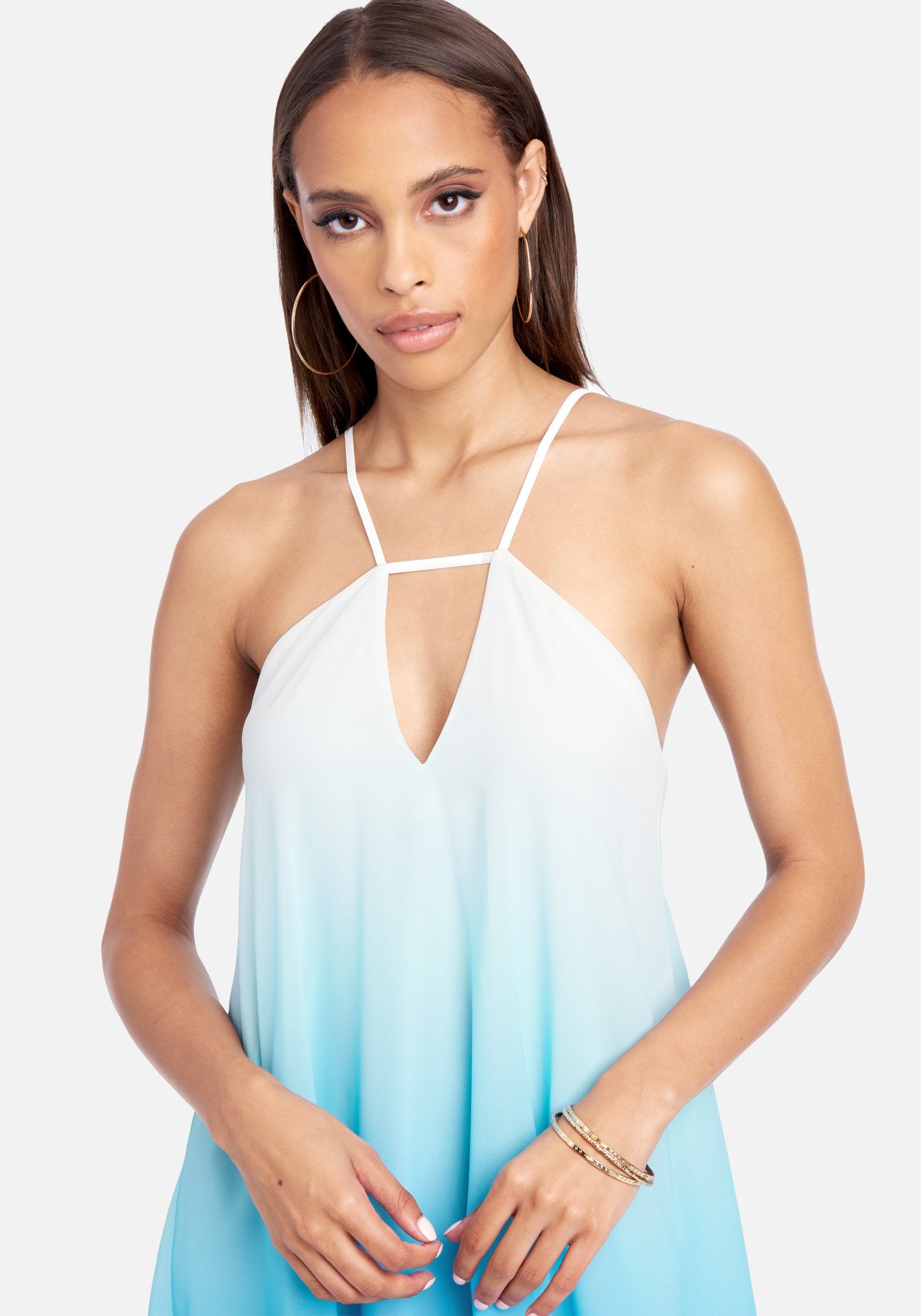 Ombre High Low Halter Dress