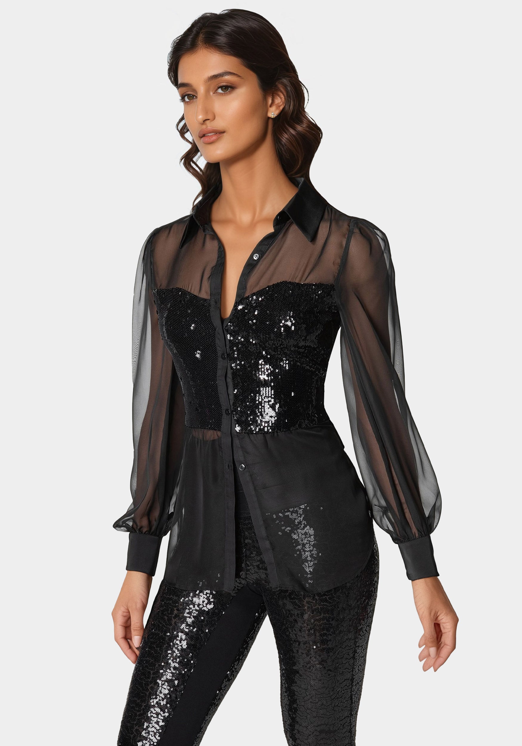 Sequin Fooler Chiffon Blouse