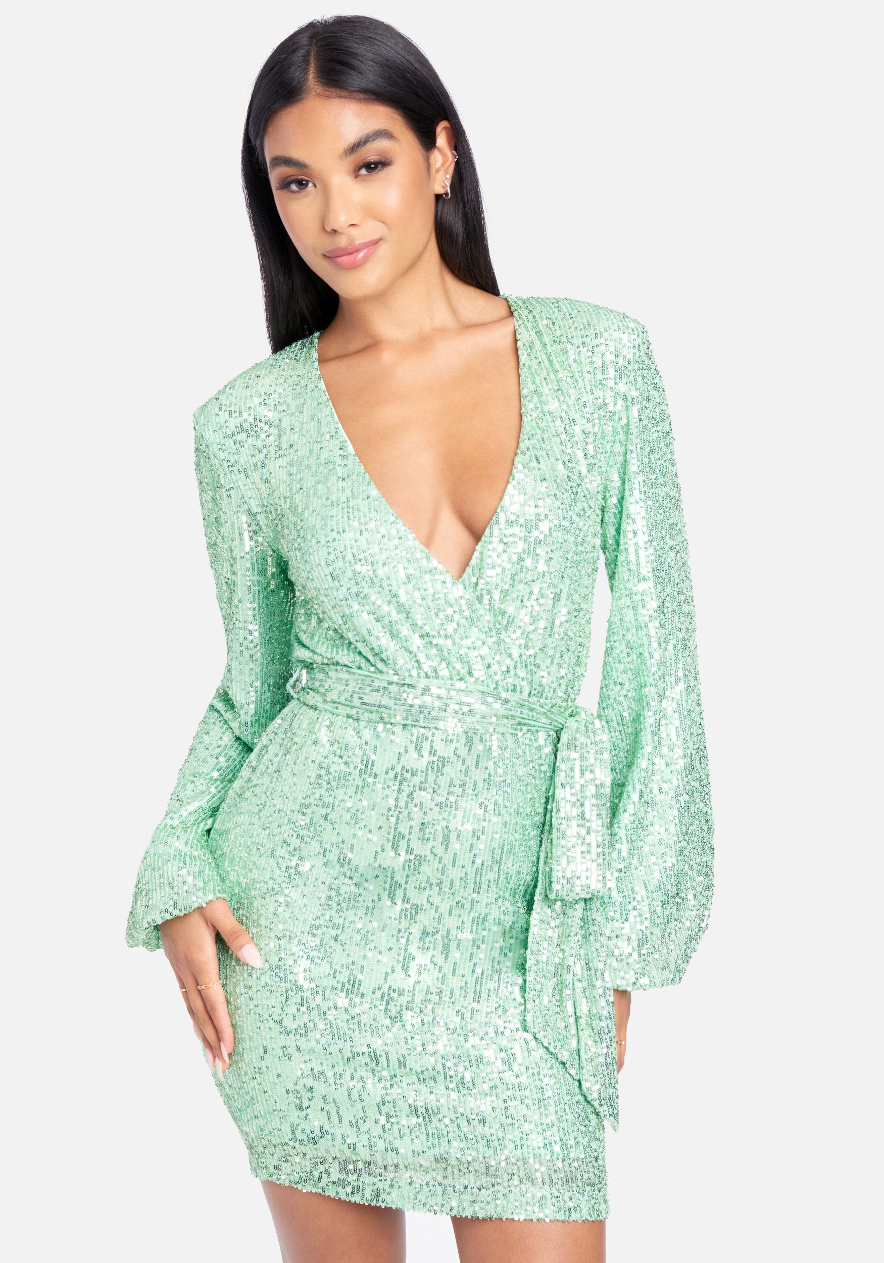 Sequin Tie Front Dress