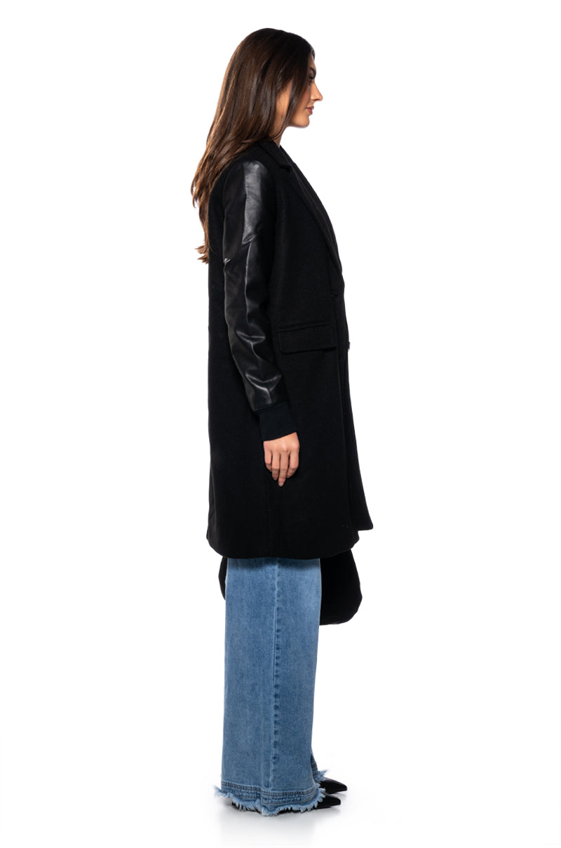 BRENTWOOD VARSITY TRENCH JACKET IN BLACK