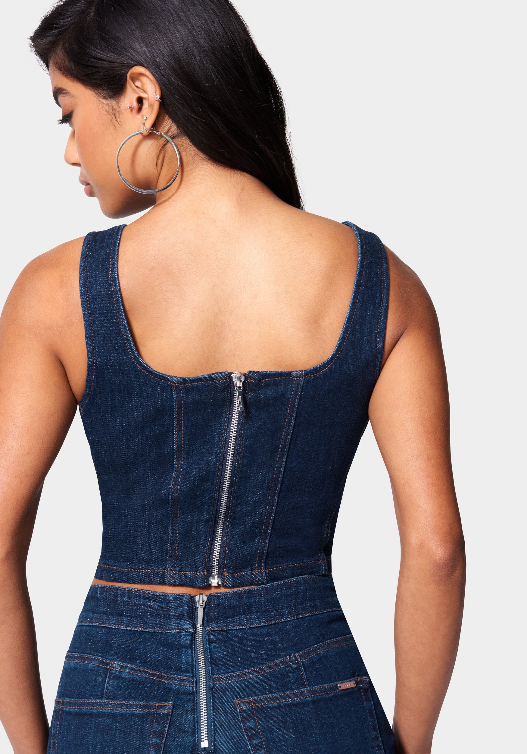 Eyelet Denim Bustier