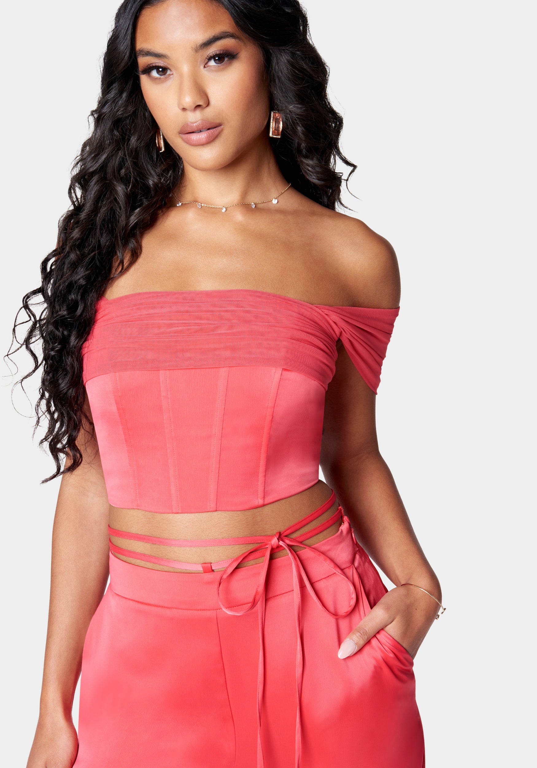 Off Shoulder Draped Corset Top