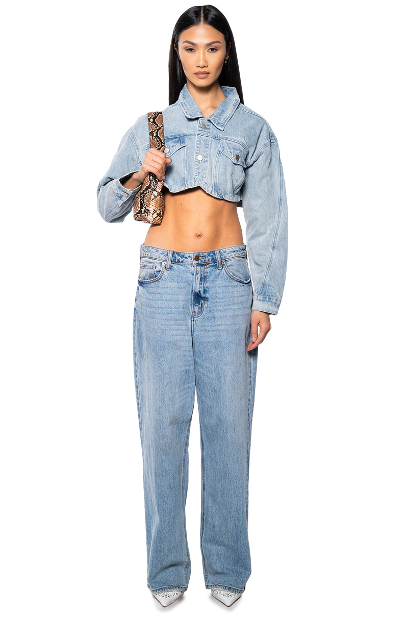 WHAT YOU NEED DENIM CROP JACKET