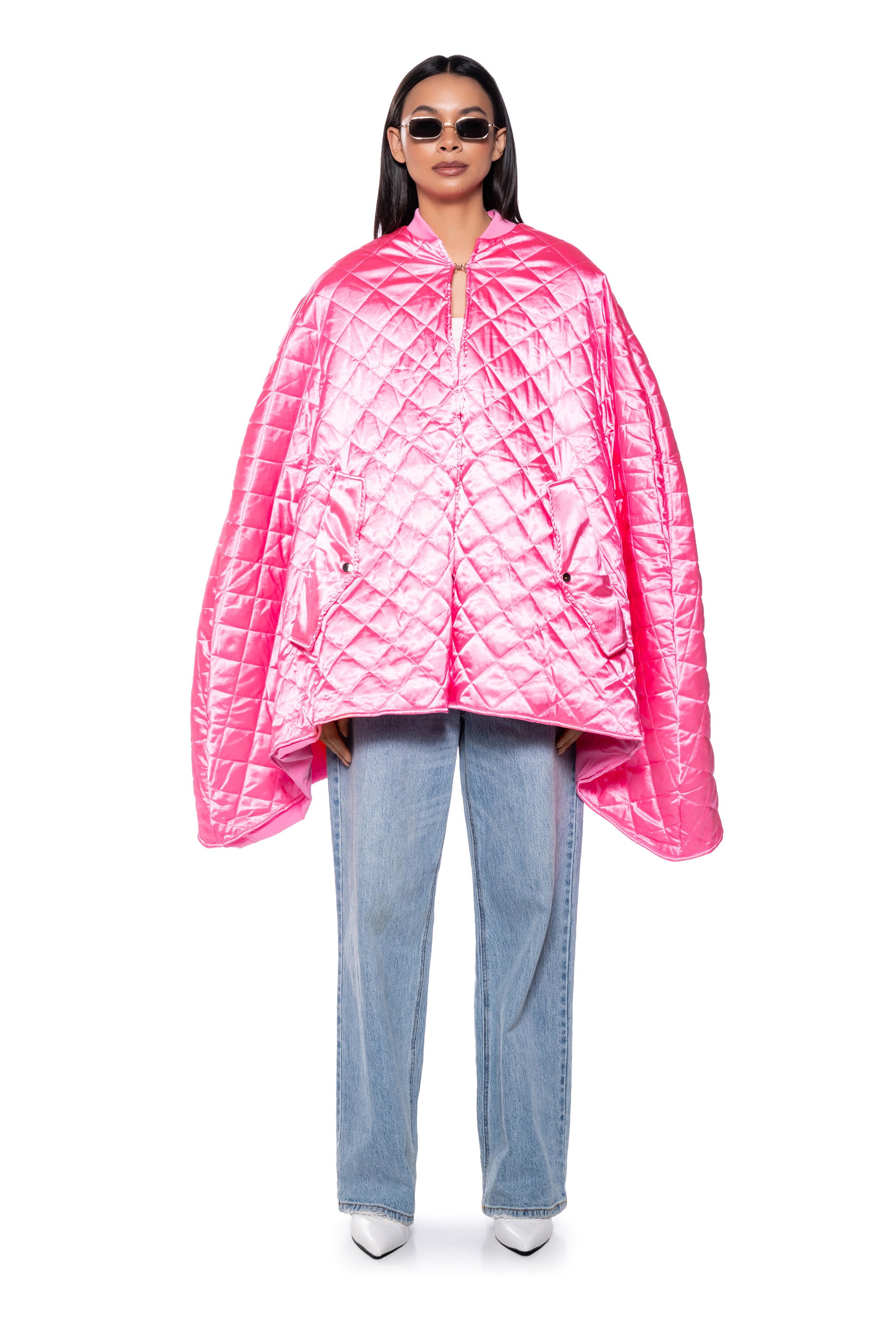 QUILTED PINK PONCHO