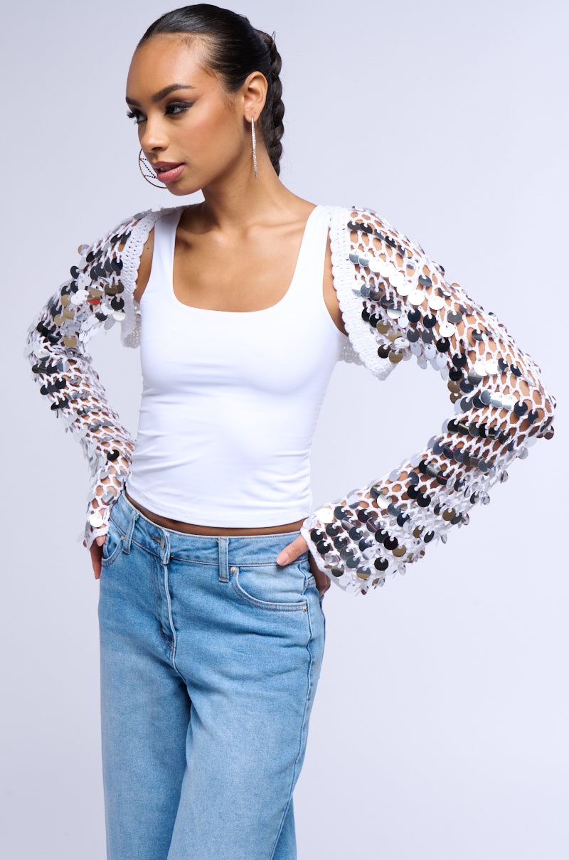 ARIEL SEQUIN KNIT BOLERO